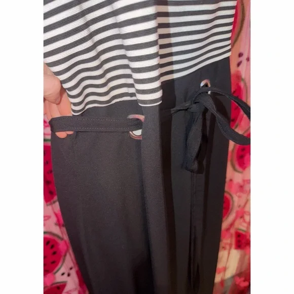 💙 Vintage Positive Attitude Striped Maxi Dress with Belt - Picture 3 of 7